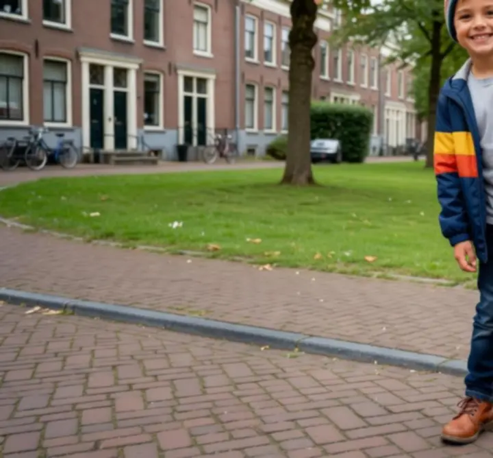 Kind in favoriete outfit die comfortabel en vrolijk oogt